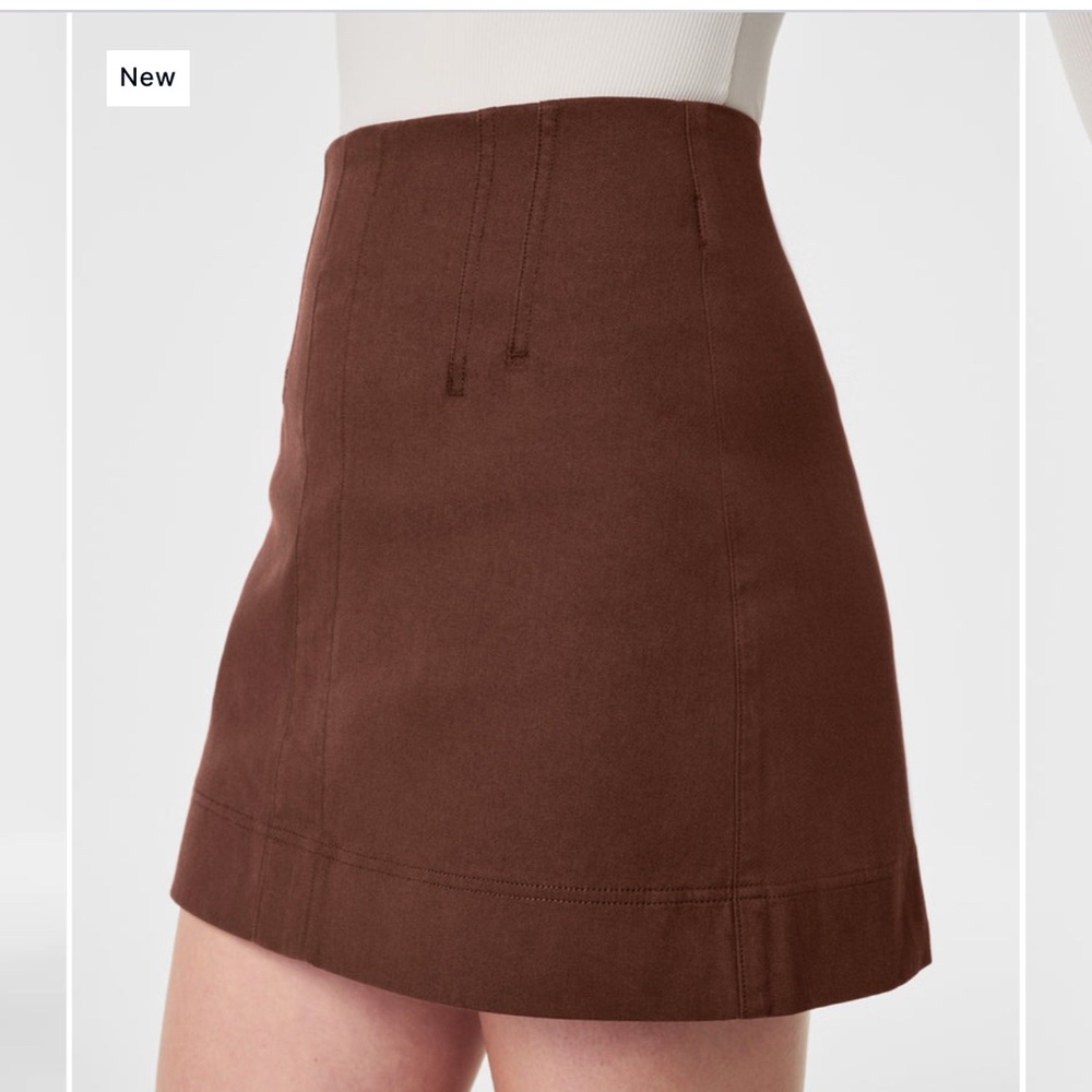Spanx NWT Stretch Twill Mini Skirt in Hickory